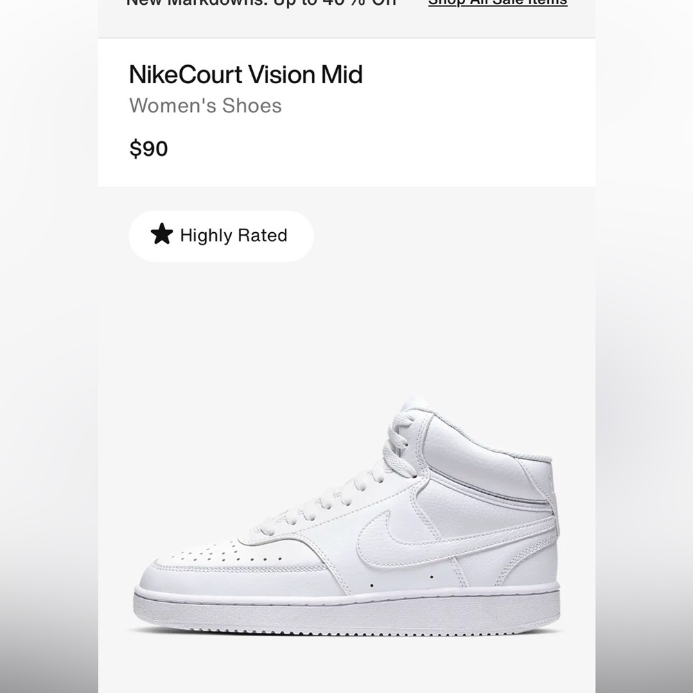 Like New Nike Court Vision Mid shoes Women size 7